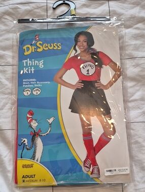 NEW Dr. Seuss Thing 1 Red & Black Adult Costume Kit Sz M 8-10